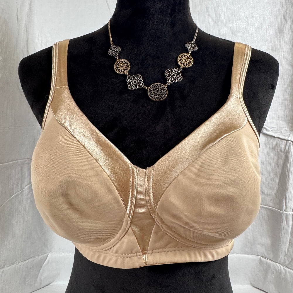 Playtex 4803 Tan Wireless Satin Trim Full Coverage Bra 36DD